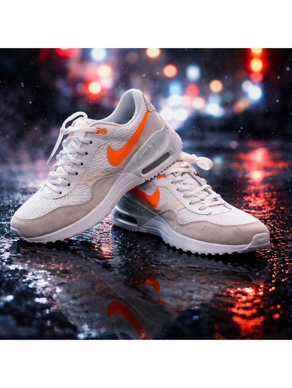 Nike Air Max SYSTM DQ3987-114 Men's Low Top Athletic Sneakers White Orange